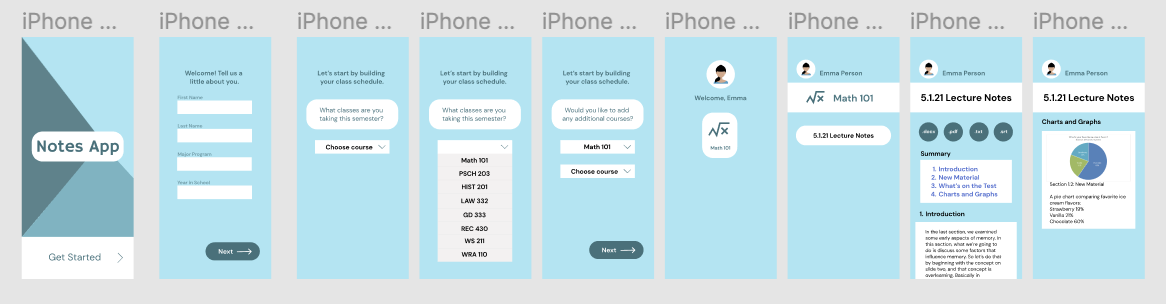 Accessible Note Taking App Wireframing