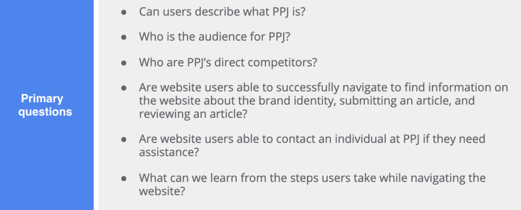 Leading Questions of PPJ Website Redesign