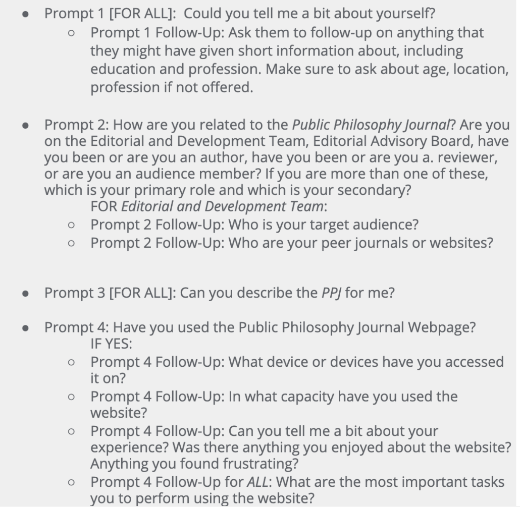 PPJ user interview questions
